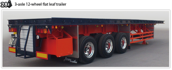 3-axle 12-wheel flat leaf trailer